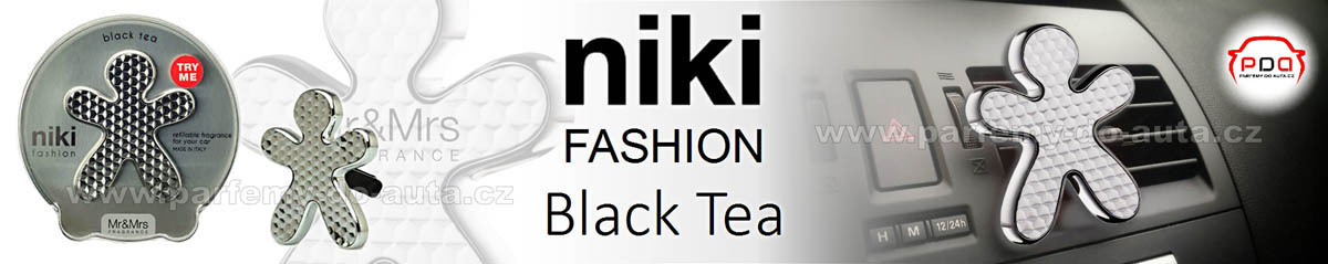 Voňavý panáček do auta Niki Fashion Black Tea stříbrný Mr Mrs Fragrance cz